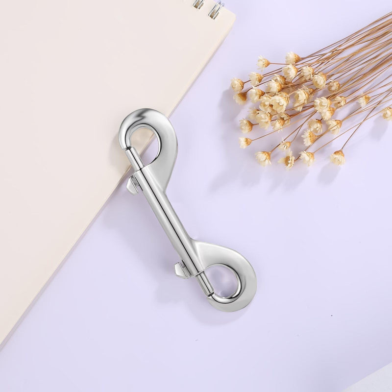 [Australia - AusPower] - Double Ended Eye Bolt Snaps Hook Sliver Trigger Clips Chain Metal Clips 3.5 Inch 4pcs for Dog Leash Key Chain Horse Tack Pet Feed Bucket Garage Use 
