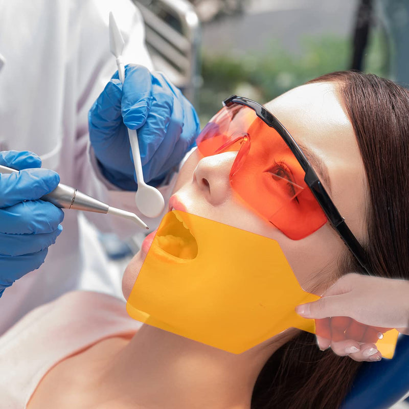 [Australia - AusPower] - Orange Handheld Dental Shield Plate Eye Protector Curing Light Shield, Protective Plate Board Lamp Filter Dental Lab Equipment 