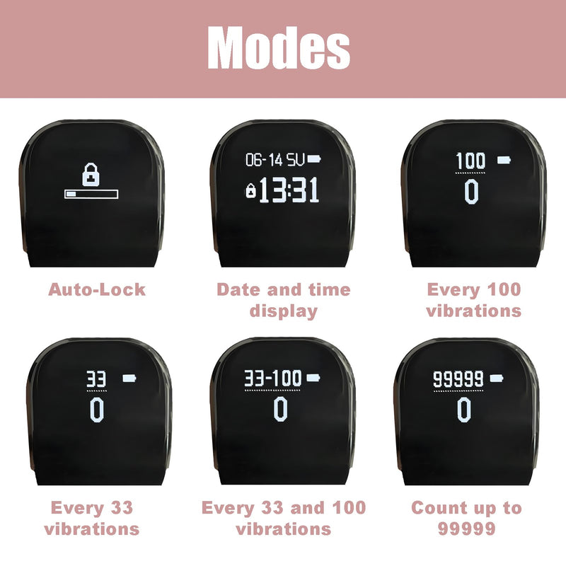 Worship Counter, Tally Clicker for Muslim Islamic Prayer, OLED Screen, Time and Date Digital Display, Vibration Reminder Alarm, Golf, Goods Counting, Lap, Knitting Black
