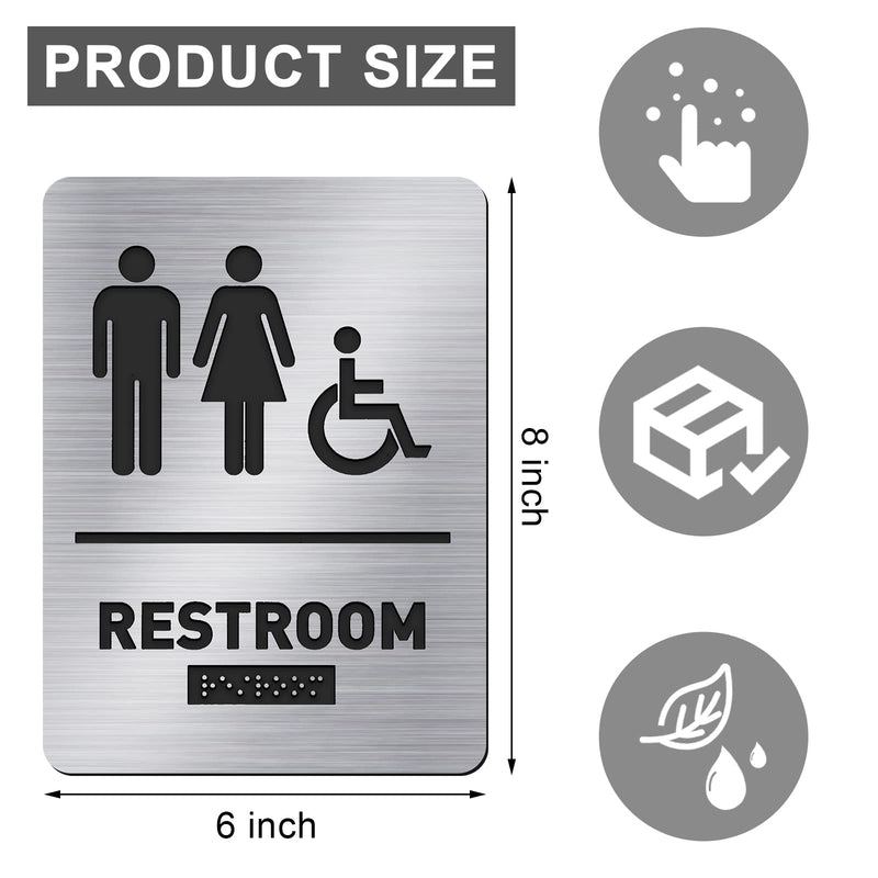 [Australia - AusPower] - Oudain All Gender Restroom Sign Unisex Handicap Bathroom Sign Braille Bathroom Door Sign by Ada Compliant Raised Icons Wheelchair Restroom Signs for Business Restaurant(1 Piece) 1 