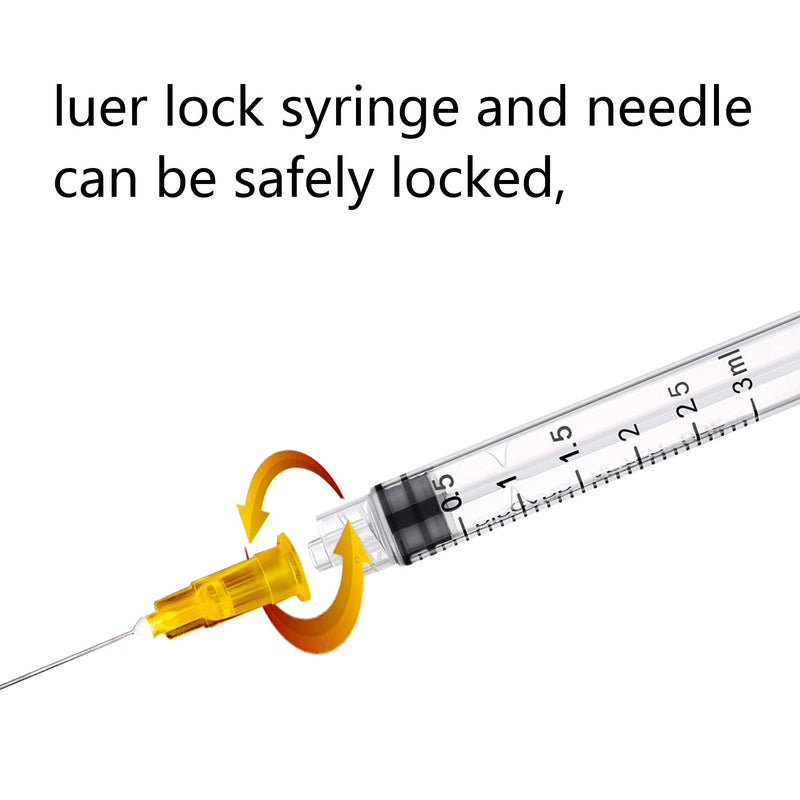 [Australia - AusPower] - 3ml/cc Luer Lock with 25Ga 1inch Individual Wrapped Pack of 50 