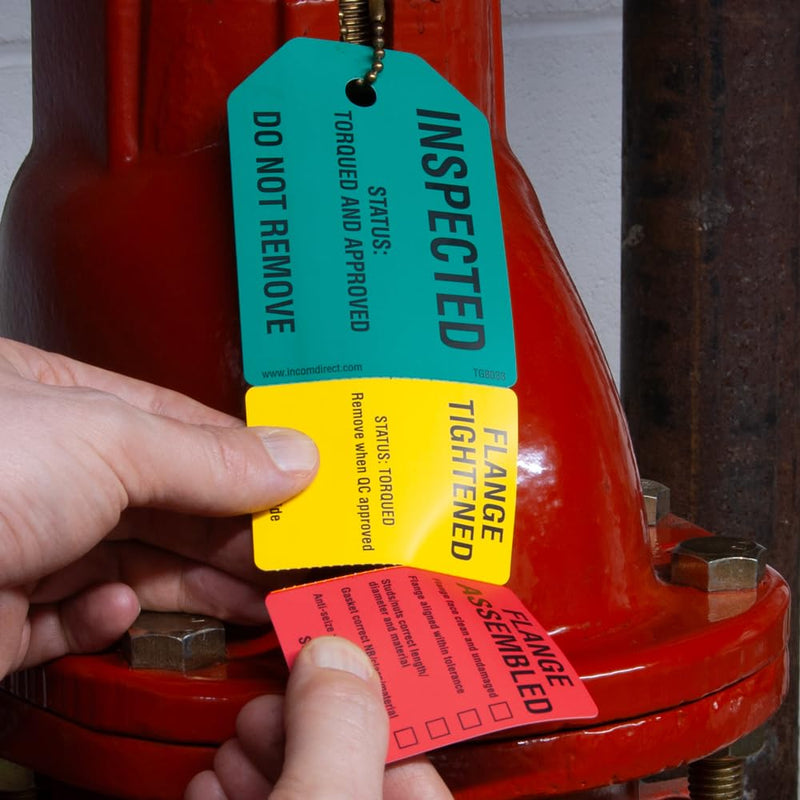 [Australia - AusPower] - INCOM Manufacturing 3-Stage Flange Management Tags, Heavy Duty All-Weather DuraPly™, Waterproof and Tear-Resistant, 2.75 inch x 7.9 inch, 25 Pack, TG8033PT 