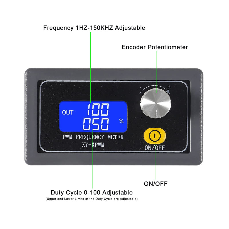 [Australia - AusPower] - 2pcs Signal Generator XY-KPWM 1-Channel 1Hz-150KHz PWM Pulse Frequency Generator DC 3.3V-30V 5-30mA Function Generator Duty Cycle Square Wave Generator Adjustable Module LCD Display 