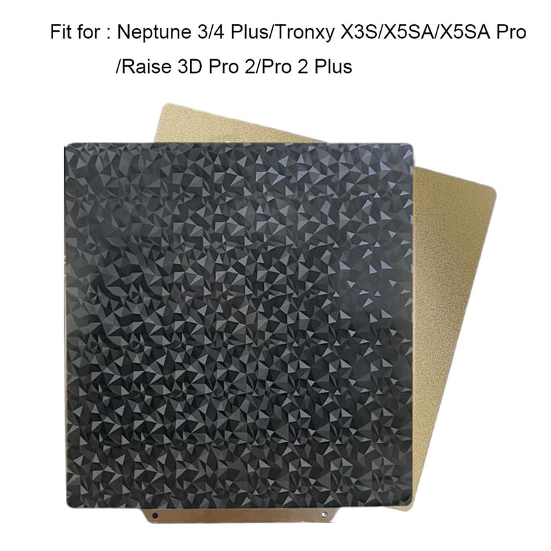 PEI PEO Sheet 330X330MM Build Plate Heated Bed Spring Steel Flexible Platform One Side Textured One Side Smooth Board for Neptune 3/4 Plus/Tronxy X3S/X5SA/X5SA Pro/Raise MAX3 Pro 2/Pro 2 Plus 330x330