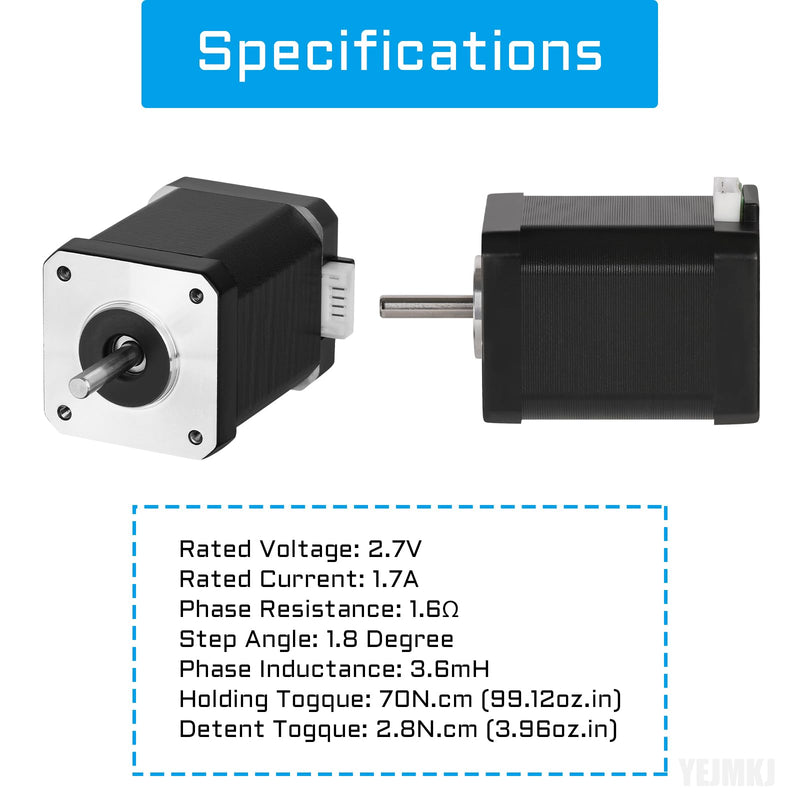 [Australia - AusPower] - Nema 17 Stepper Motor 60MM Bipolar 2 A 70Ncm (99.12oz.in) Nema17 42 Motor 2 Phase 4-Lead Stepper Motors 1.8 Degree with 1m Cable and Connector for DIY CNC 3D Printer, 1.66x1.66x2.37inch 