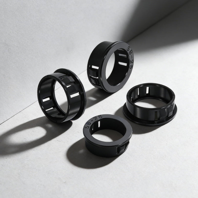 250 Pcs Cable Snap Bushing Grommets, Black Round Nylon Snap in Cable Grommet Protector, 5/16" 3/8" 1/2" 5/8" 3/4" 1" Cable Snap Hole Plugs Locking Bushing Assortment Kit 250