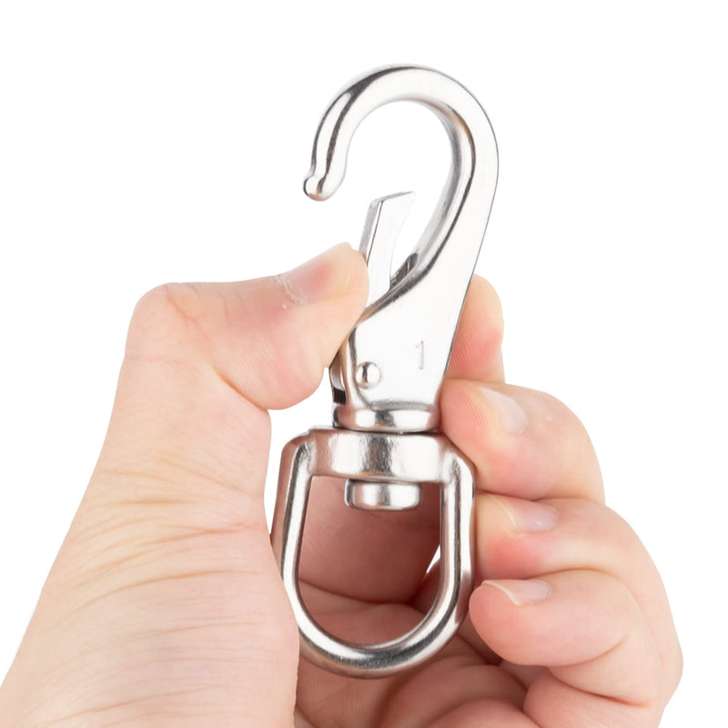 [Australia - AusPower] - 3-1/2'' Stainless Steel Swivel Snap Hooks #1 Heavy Duty 3/4'' Swivel Eye - for Scuba Diving, Flagpole Rope, Bird Feeders, Dog Leashes, Bags, Belting, Straps, Luggage, etc - Pack of 4 