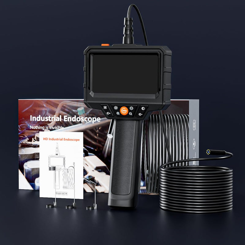 [Australia - AusPower] - Endoscope Camera with Light, SKYEAR Handheld Borescope 4.3'' HD 1080P with 8 Adjust LED Lights, Inspection Camera with 16.4ft Semi-Rigid Cable, IP67 Waterproof Scope Camera for Swer, Gadgets for Men 