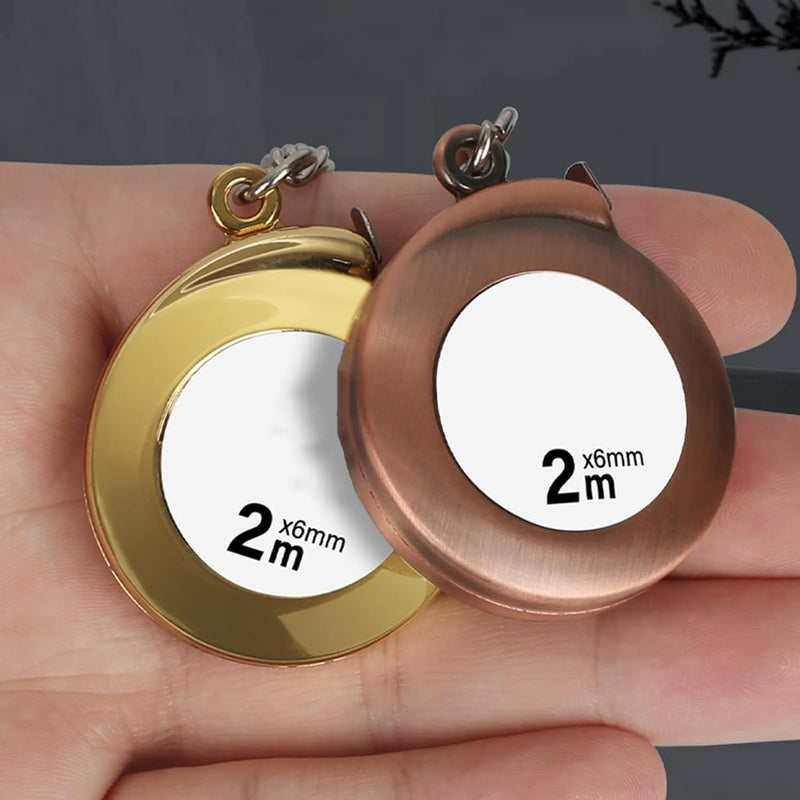 [Australia - AusPower] - Tape Measure Keychain, Functional Mini Tape Measure Keychain 2M Stainless Steel Tape Measure Durable silver 