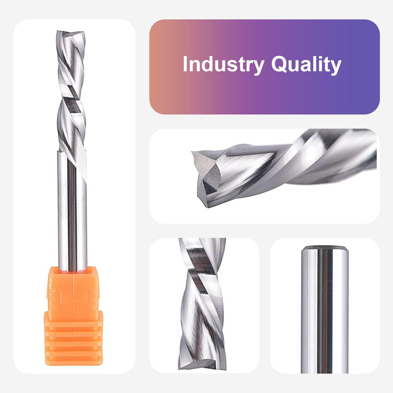 [Australia - AusPower] - SpeTool 5PCS Spiral Downcut Router Bits 1/4" Shank 1" Cutting Length Solid Carbide CNC Router Bit Set End Mills for Plunge Router Wood Carving 5 