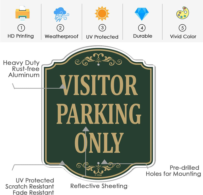 Visitor Parking Only Sign Customer Parking Sign 12" x 10" With 35" Long Metal Stakes Guest Parking Only Sign With Stand Welcome Sign Aluminum Outdoor Use Yard Business Sign
