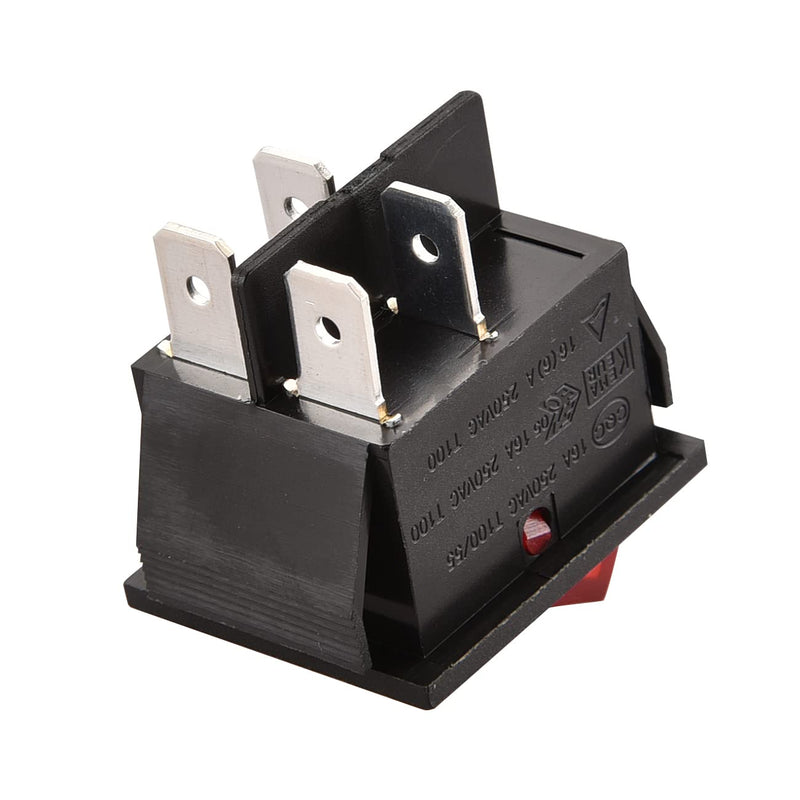 [Australia - AusPower] - Rocker Switch ON-OFF DPST 4 Terminals Red light 16A 250VAC 2Pack 