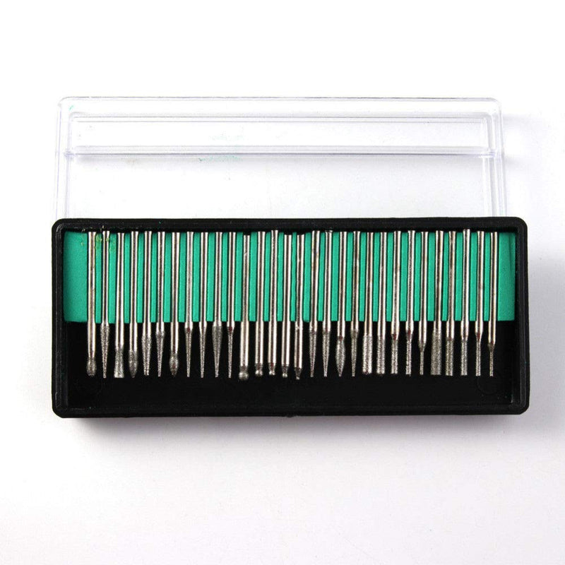 [Australia - AusPower] - Diamond Burr 30pcs 2.35mm End Mills for Glass Gemstone Metal 