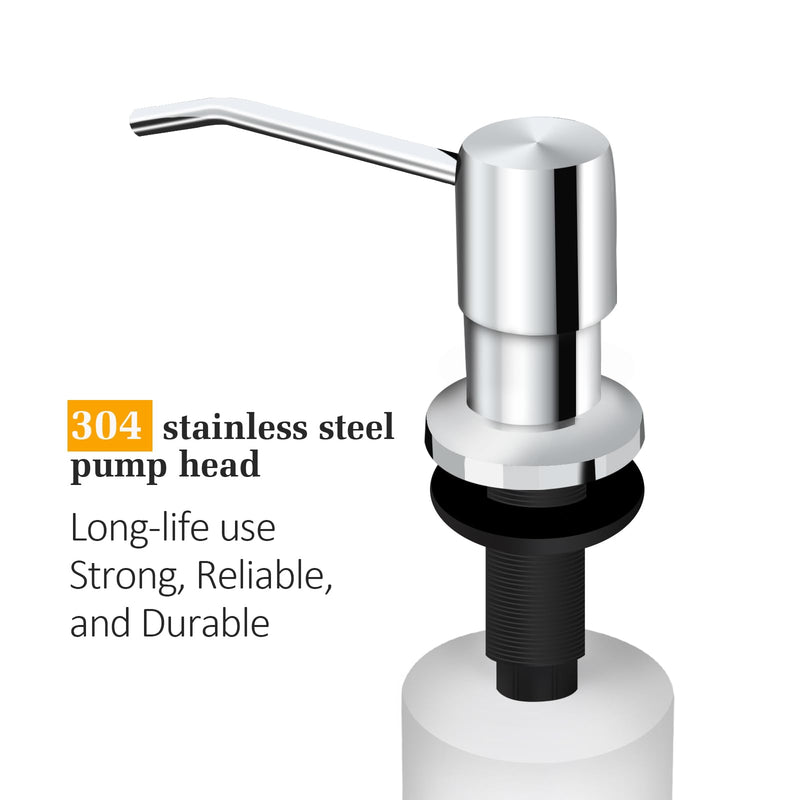 Soap Dispenser for Kitchen Sink, Built in Sink Soap Dispenser Lotion Dispenser with 17 OZ Bottle, Refill from The Top Bar Sink Soap Dispenser, Chrome Chrome 01 Comes with 17 OZ Bottle