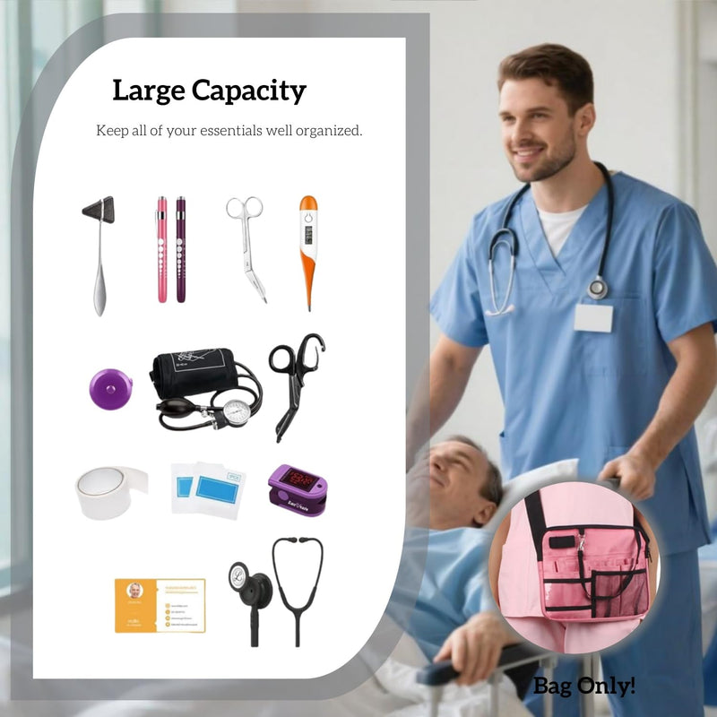 [Australia - AusPower] - Nursing Fanny Pack,Nurse Pouch Waist Bag,Medical Organizer Belt Adjustable Waist Strap/Multi Compartment Suitable for Nurses,Caregivers,Students,and Other Practitioners (Black) Black 