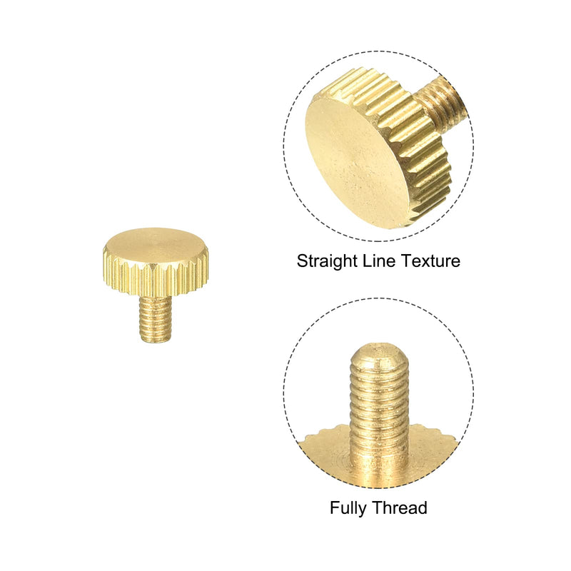 [Australia - AusPower] - uxcell Knurled Thumb Screws, M3x6mm Flat Brass Bolts Grip Knobs Fasteners for PC, Electronic, Mechanical 2Pcs 