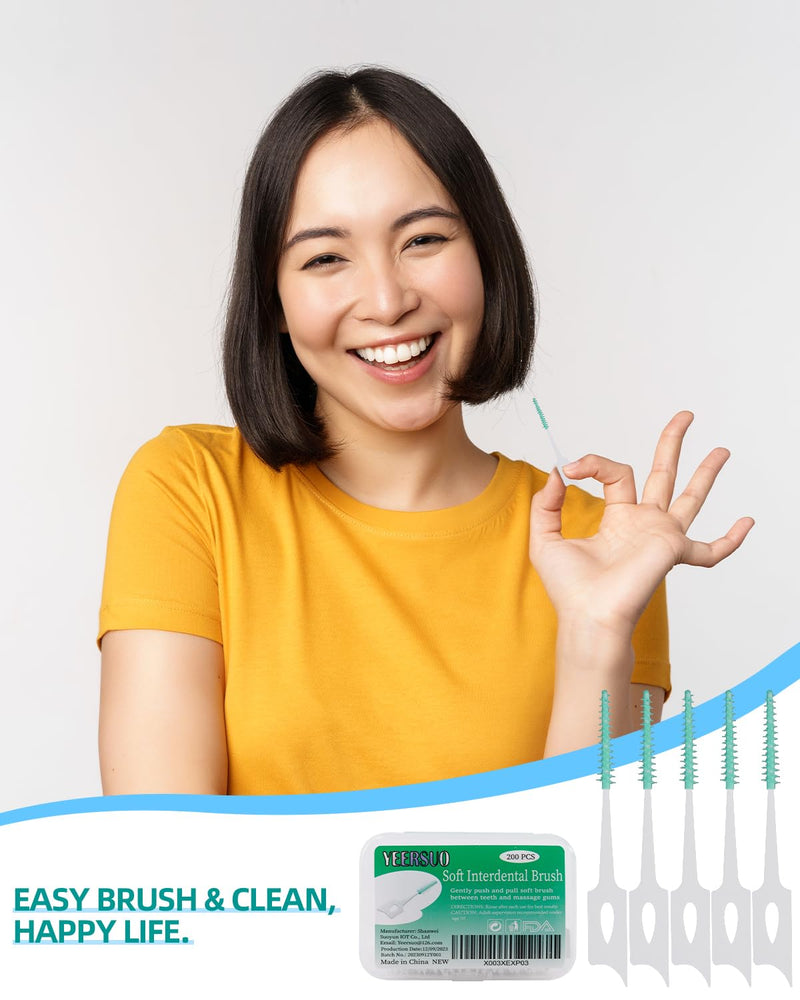[Australia - AusPower] - 200 PCS Soft Dental Floss Picks, Dental Picks with case, Toothpicks Brush Between Teeth, Tooth Flossing Brush Disposable for Cleaning, Toothbrush Clean Tool, Green Color 200 Count (Pack of 1) 