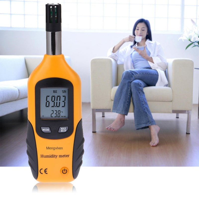 [Australia - AusPower] - Mengshen Digital Psychrometer - Handheld Temperature and Humidity Meter Gauge with Dew Point and Wet Bulb Temperature - Battery Included 