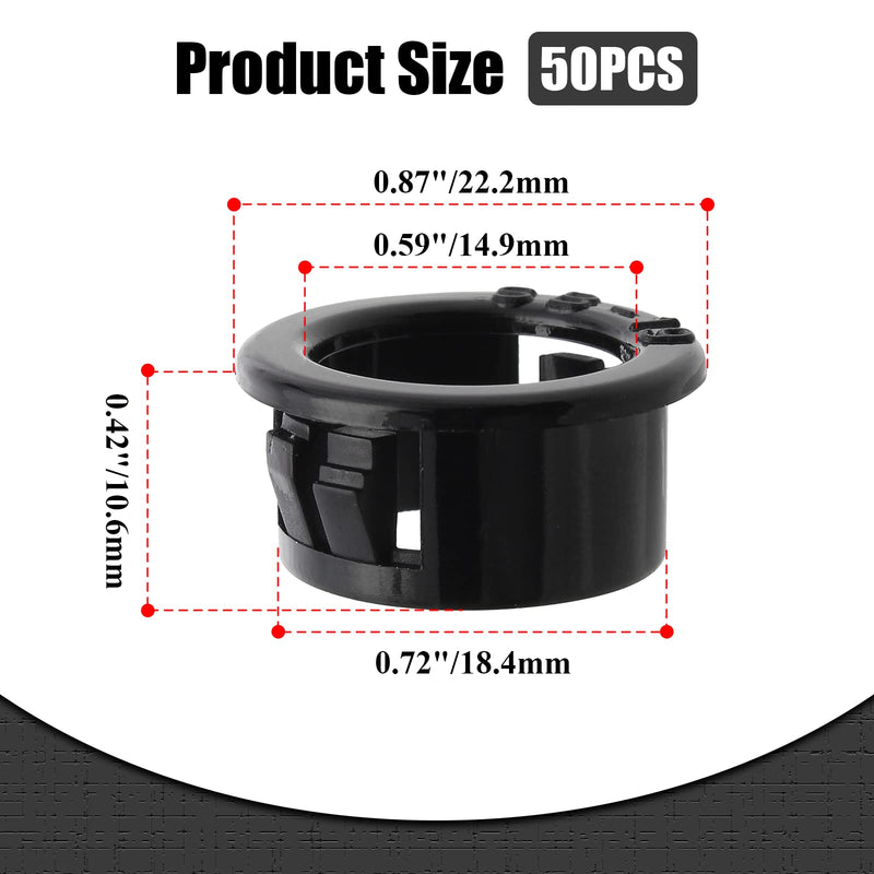 [Australia - AusPower] - 50 Pcs Nylon Snap Bushing Black Wire Bushing 3/4" Mounting Dia Grommet Protectors,Round Snap in Cable Hose Bushing SB-19 3/4"/SB-19 