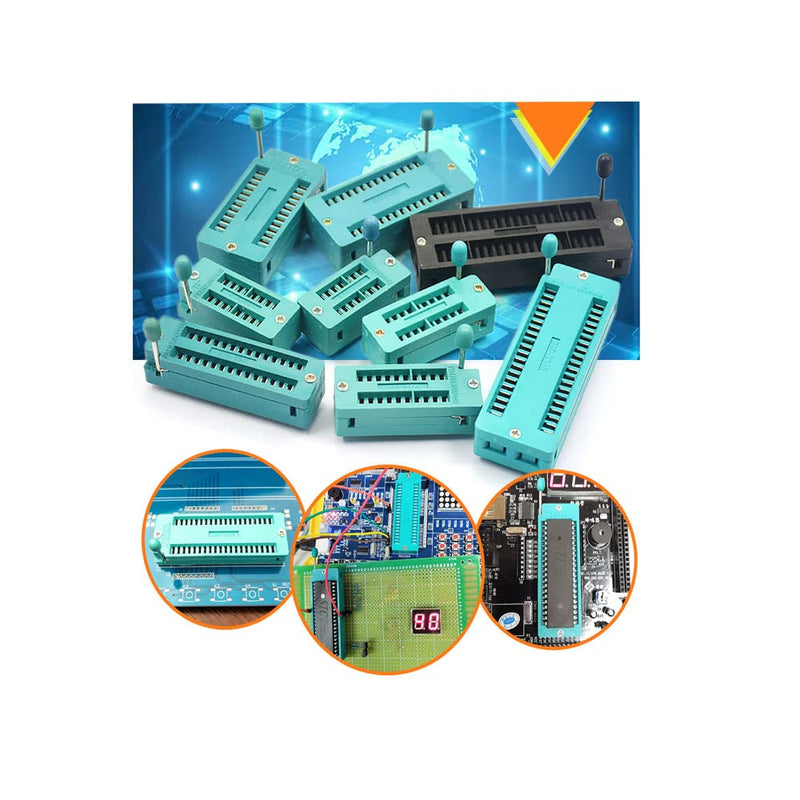 [Australia - AusPower] - 2Pcs 32Pin Wide 2.54mm ZIF Zip IC Test DIP Board Socket Universal Gold Plated feet 32p Wide 2pcs 