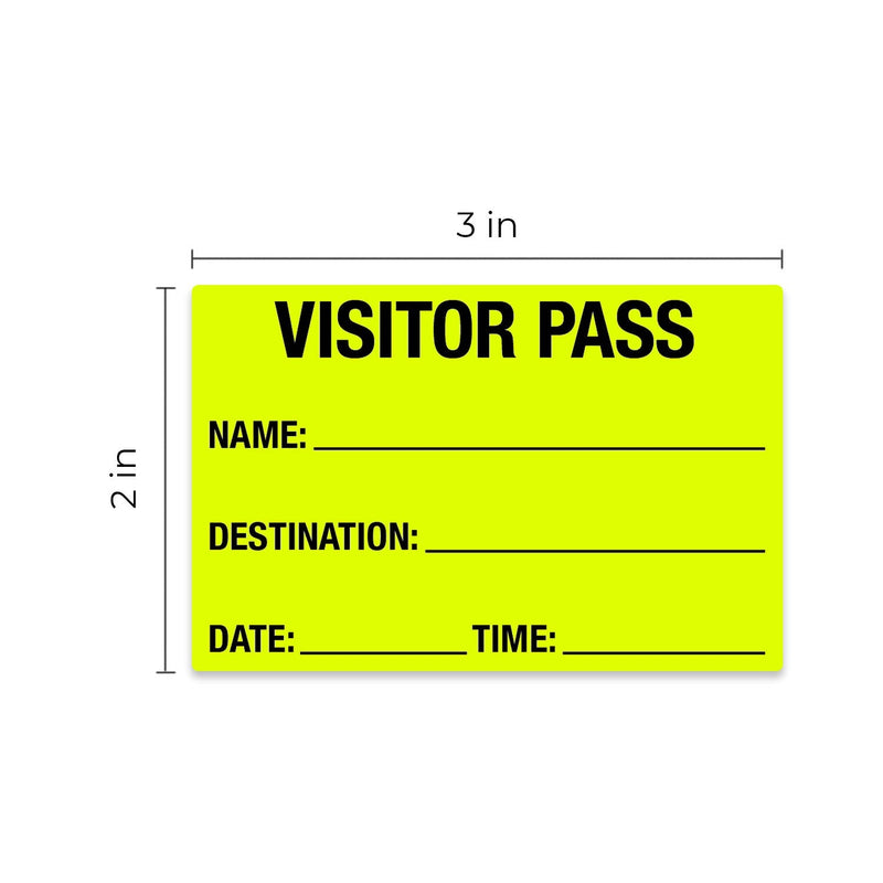 Chartreuse Visitor Pass / 500 Fluorescent Yellow ID Labels/Safety Identification Badge Stickers