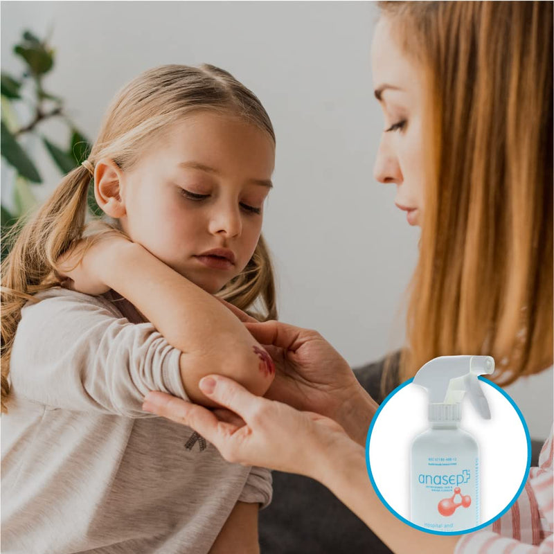 [Australia - AusPower] - Anasept-Skin and Wound Cleanser, 12 oz. Bottle with Finger Sprayer, Wound Spray, Sterile Rinse, Healing Spray for Hospital and Professional Use 