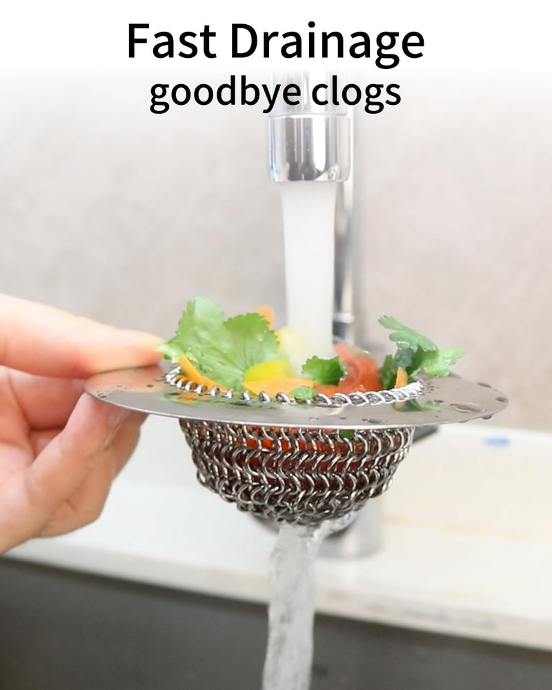 TRAPMATE 4 Pcs Kitchen Sink Drain Strainer, Stainless Steel Sink Strainer Basket with Easy Clean & Anti-Clog, Fits Garbage Disposal, Dishwasher Safe, Single & Double Bowl Sinks (Patented Product) Silver Silver Silver Silver