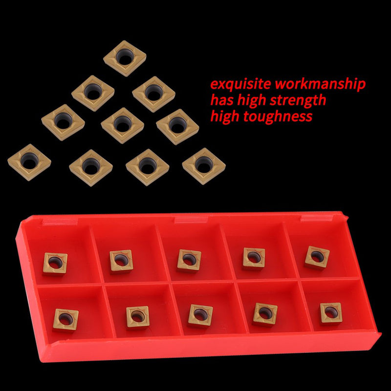 [Australia - AusPower] - 10pcs CNC Carbide Tip Inserts CCMT060204-HM YBC251 Knife Cutter Rotary Tool with Box for Preworking Steel Gold High Strength High Tenacity 10x6x2.5mm, Default 