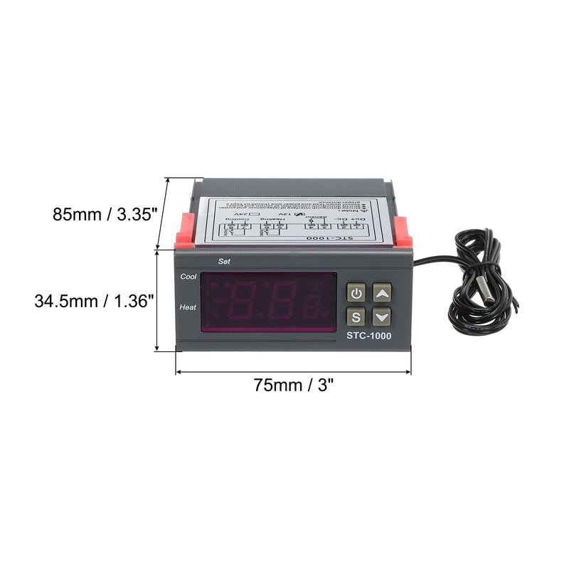 [Australia - AusPower] - MECCANIXITY 2 Pack STC-1000 10A DC 12V Digital LED Temperature Controller Thermostat Heating and Cooling Control Switch for Fridge Greenhouse Farm 