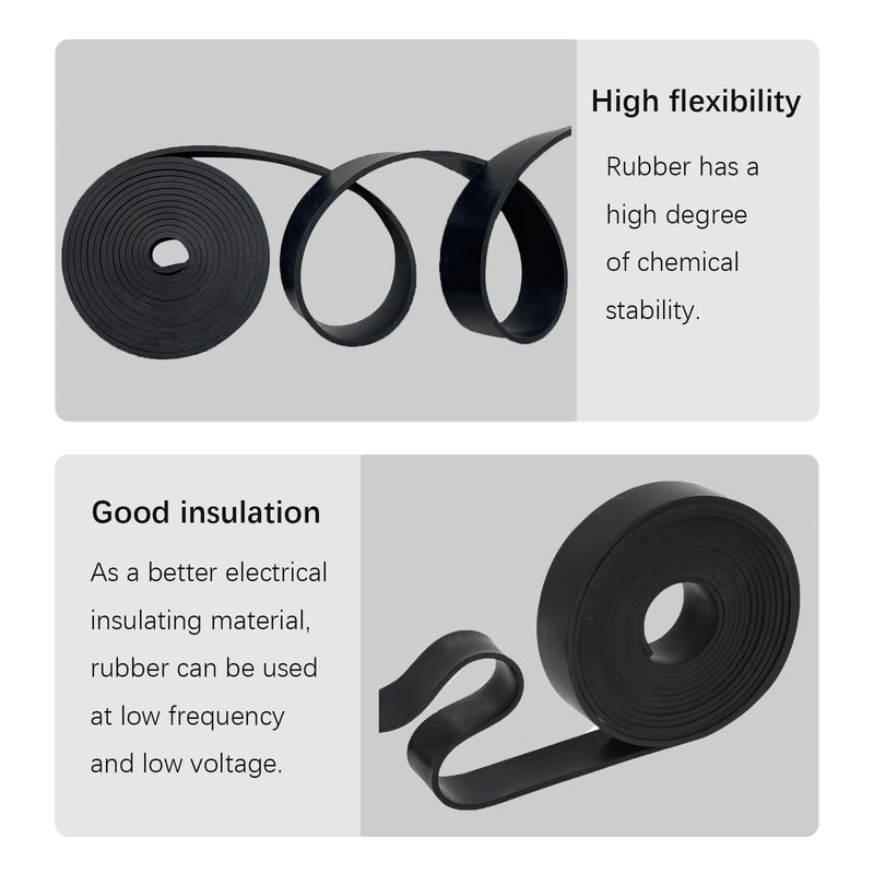 Solid Rubber Strips 1/8 (.125)" Thick X 1" Wide X 10'Long, Solid Rubber Sheet for Anti-Slip Pads, Flooring, Seals, Crafts, Anti-Vibration, Gaskets DIY 1"X10'X1/8 No Adhesive