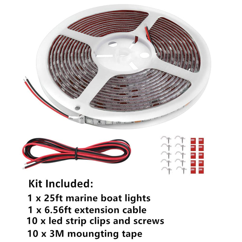 25FT LED Boat Lights, Waterproof Marine Pontoon Led Strip Lights, Boat Deck Interior Light, Boats Accessories, Under Gunnel Lighting, Night Fishing Light for Pontoon Fishing Boats (Green) Green (25FT)