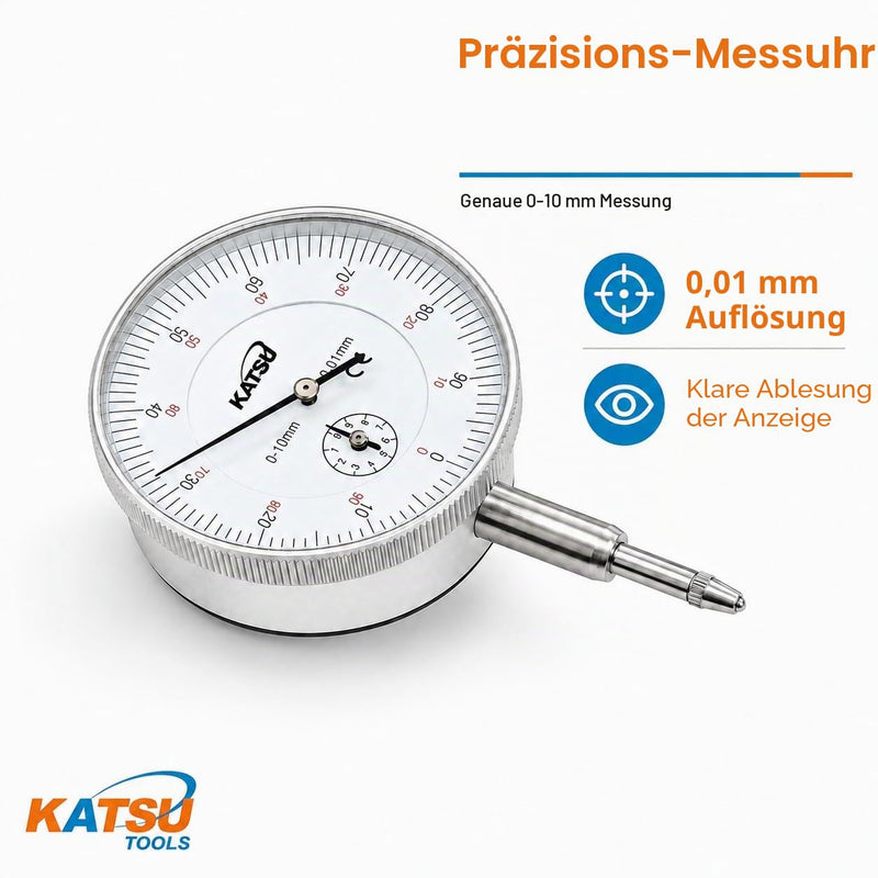 Katsu Dial Gauge Gauge 0-10mm 0.01mm Accuracy Metric Gauge Gauge High Precision Instrument Tool 401120