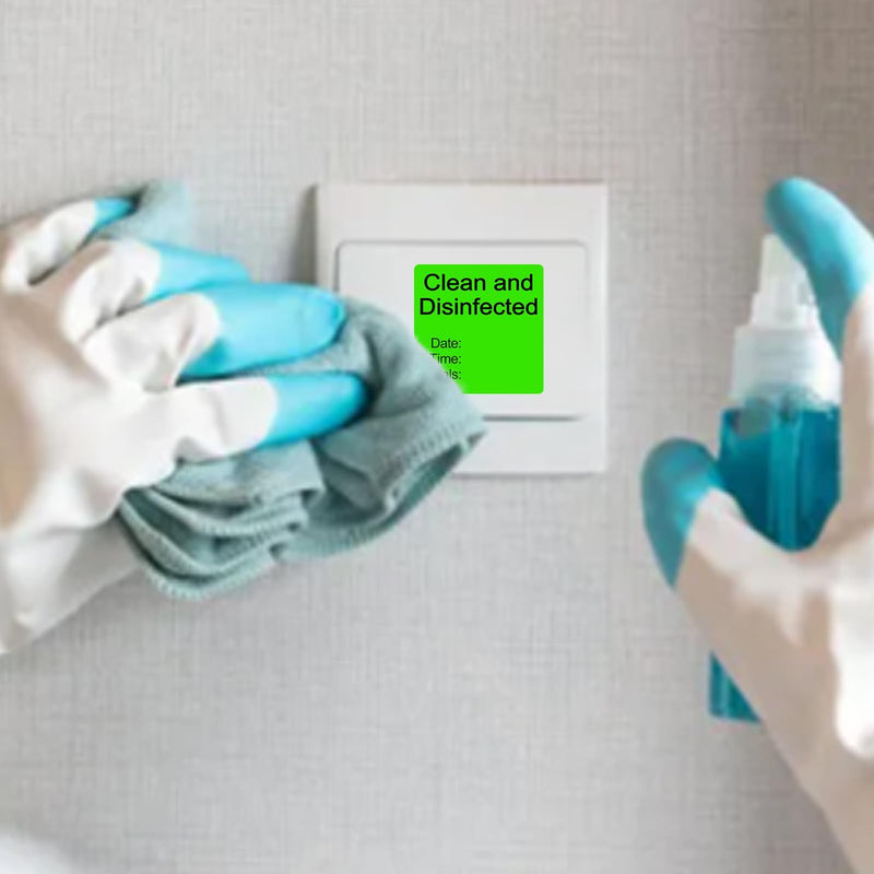 [Australia - AusPower] - Clean and Disinfected Indication Label - 2"x2" Writable Self Adhesive Decal Sign Sticker for Lab, Hotel, House Rental, 1 Roll (250 Pcs/Roll) Clean and Disinfected Label 