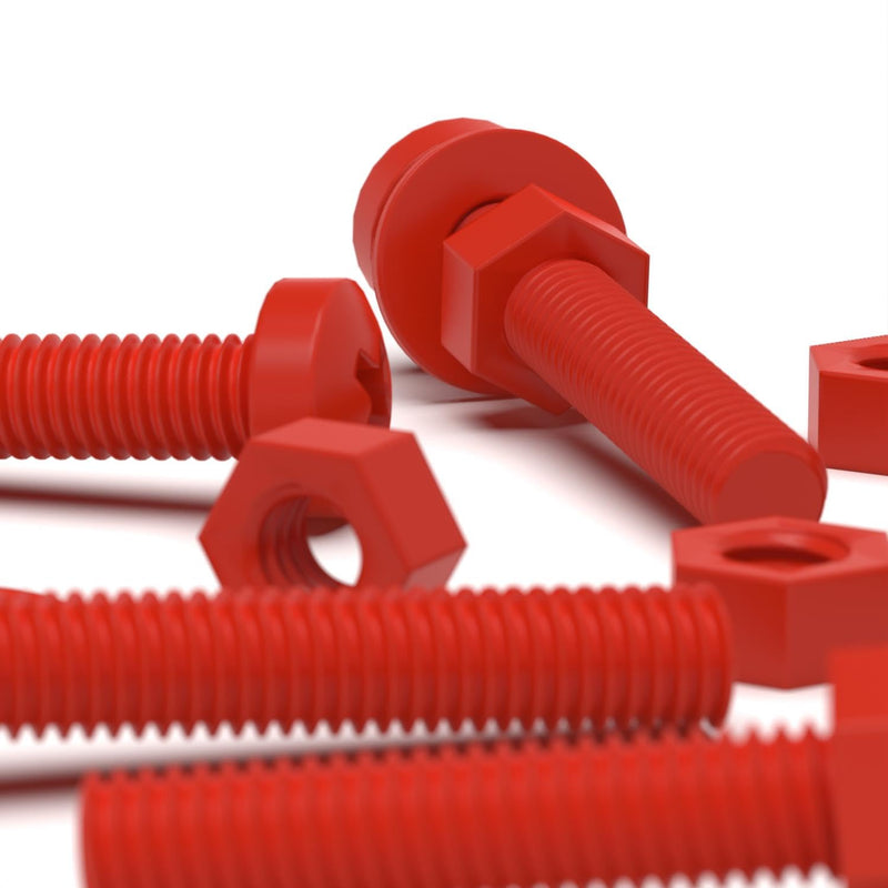 [Australia - AusPower] - 20 x Red Pan Head Screws Polypropylene (PP) Plastic Nuts and Bolts, M3 x 20mm, Washers, (3/32 x 25/32 in) 