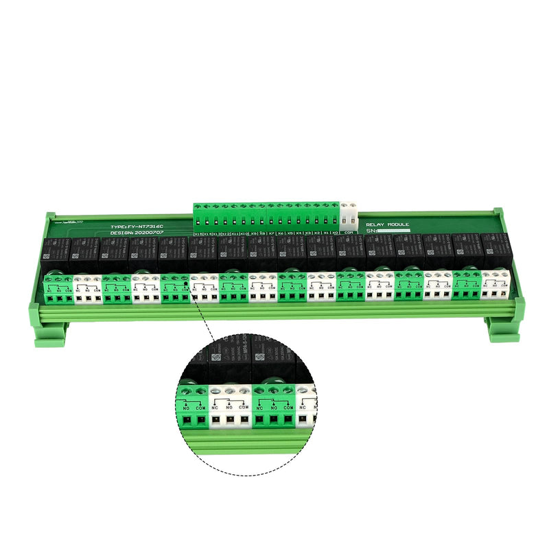 [Australia - AusPower] - Relay Board, 16 Channel 1 SPDT DIN Rail Mount 24V DC/AC Relay, Interface Board 