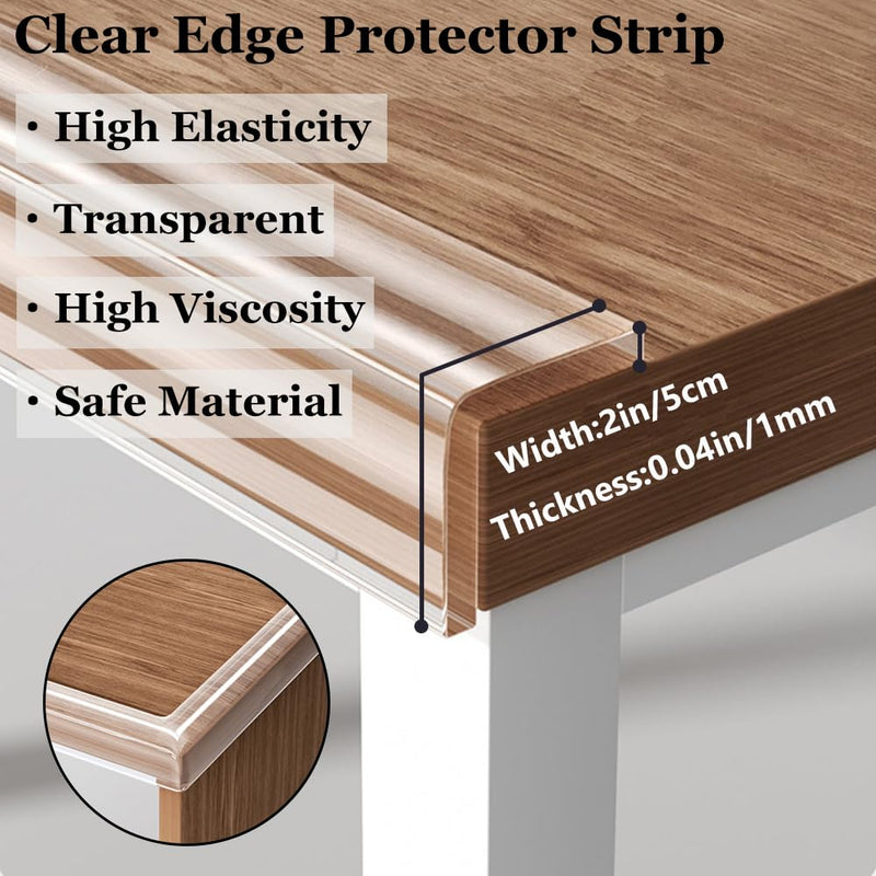 Baby Proofing Edge Protector for Baby 16.4ft Clear Edge Protector Strip Safety Corner Guards Child Proof Corner Bumper for Furniture 2" x 16.4' (thk: 1mm)