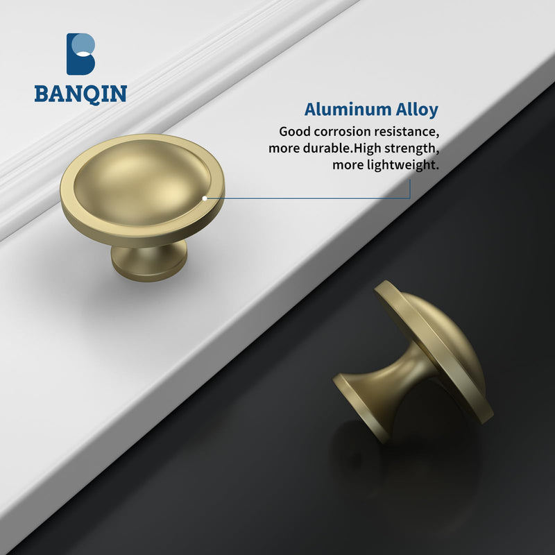 20 Pack Gold Cabinet Knobs Drawer Dresser Knob Round Mushroom Hardware Diameter 1-1/2 Inch Matte Gold Single Hole 20