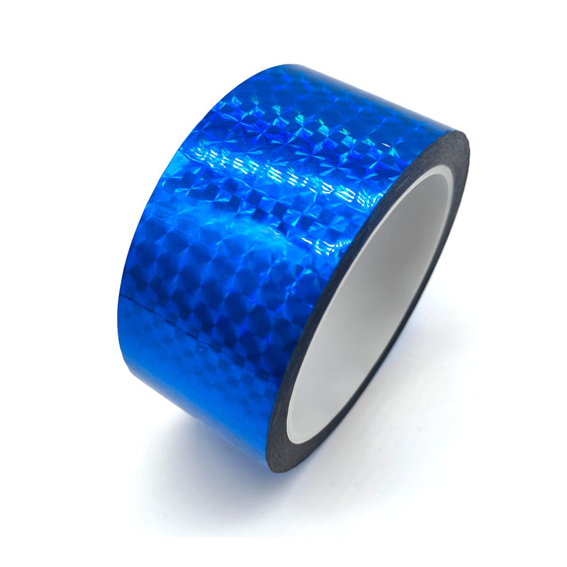 Reflective Crafting Tape, Graphic Glitter Holographic Prism Tape, for Craft Project, DIY Art, Holiday Packing, Wrapping, Keep Birds Away, 1.8 Inches by 55 Yards (Holographic-Blue) Holographic-Blue