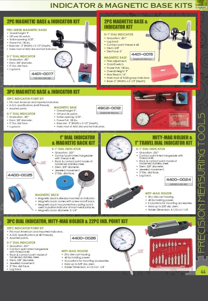 [Australia - AusPower] - HHIP 4401-0015 2 Piece Magnetic Base and 1" Indicator Set 