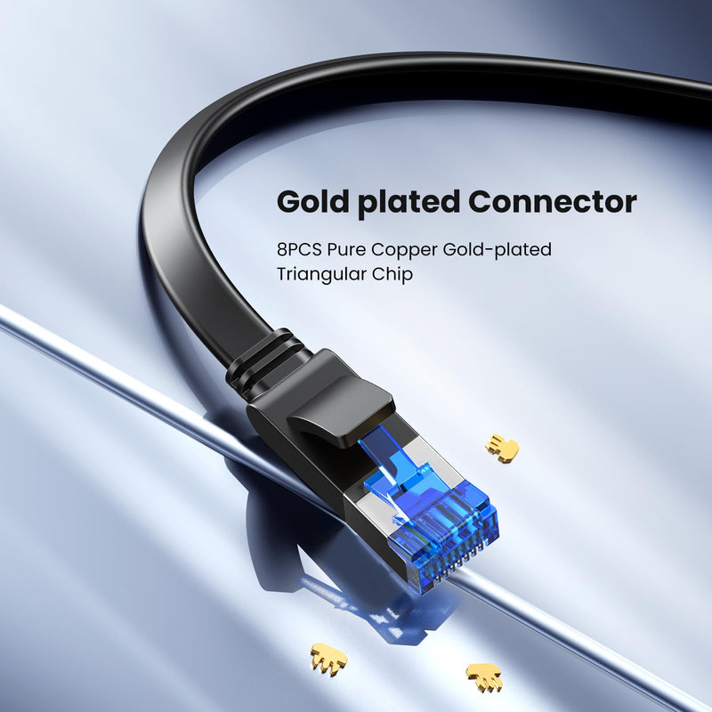 UGREEN Ethernet Cable 33FT, Cat 8 Ethernet Cable with 40Gbps 2000Mhz High Speed, Shielded Heavy Duty Flat Internet Cable Compatible for Gaming PC PS4/5/6 Xbox Modem Router, Include 20 Cable clipes 30FT