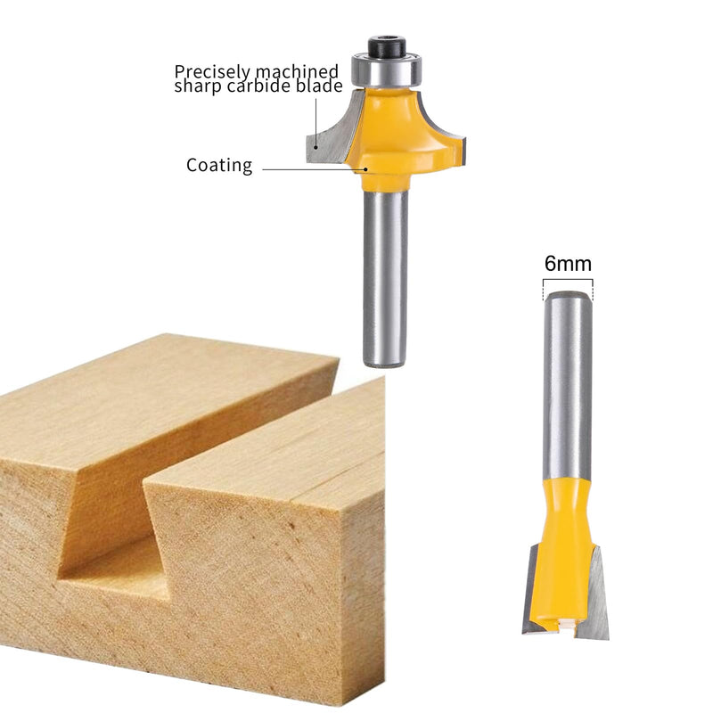 [Australia - AusPower] - HPMAISON 12-Piece Milling Cutter Set for Routers, Cylindrical Shank 6 mm, Precise Carbide Cutting Plates, Wood Cutter Bits Cutter Set for Edge Milling, Wood Router, Woodworking 12 pieces. Milling cutter set - shank 6 mm 