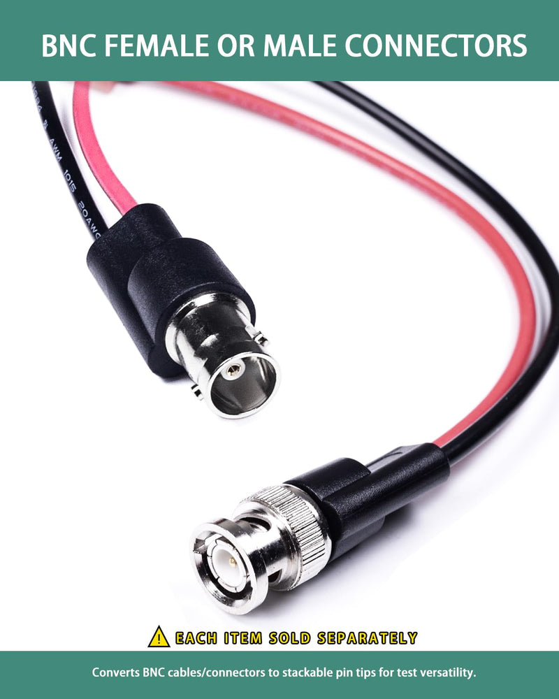 [Australia - AusPower] - BNC Test Leads, BNC (F) to Stackable Pin Tip Plugs, Test Lead Breakout Cable for Multimeter Female Plug 