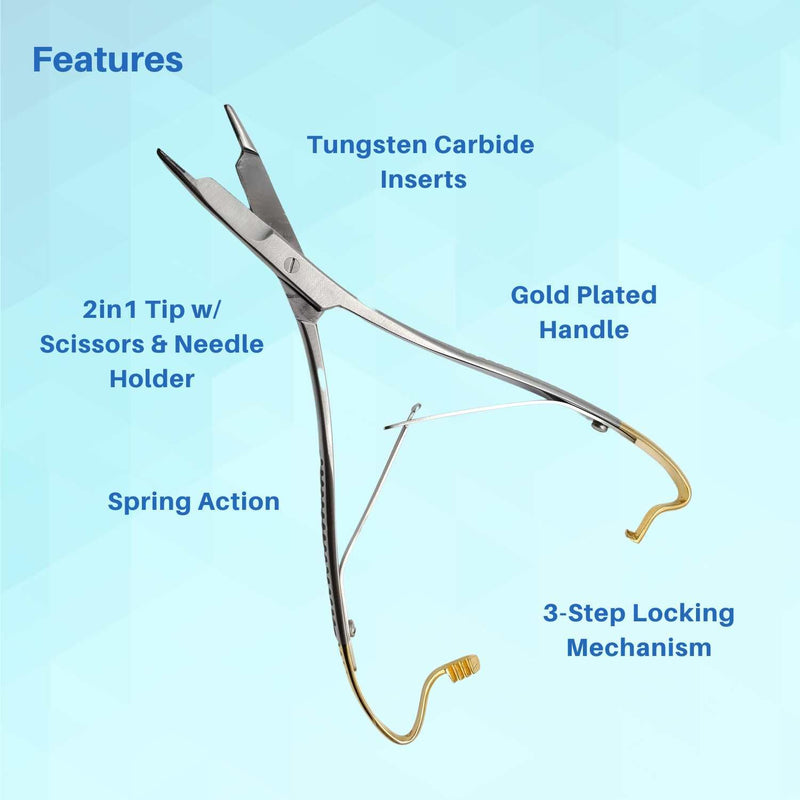 [Australia - AusPower] - Olsen Hegar Mathieu Needle Holder | Mitten Scissor Clamps | Needle Driver with Scissors Cutting Edges | 6.5 inches with Tungsten Carbide 
