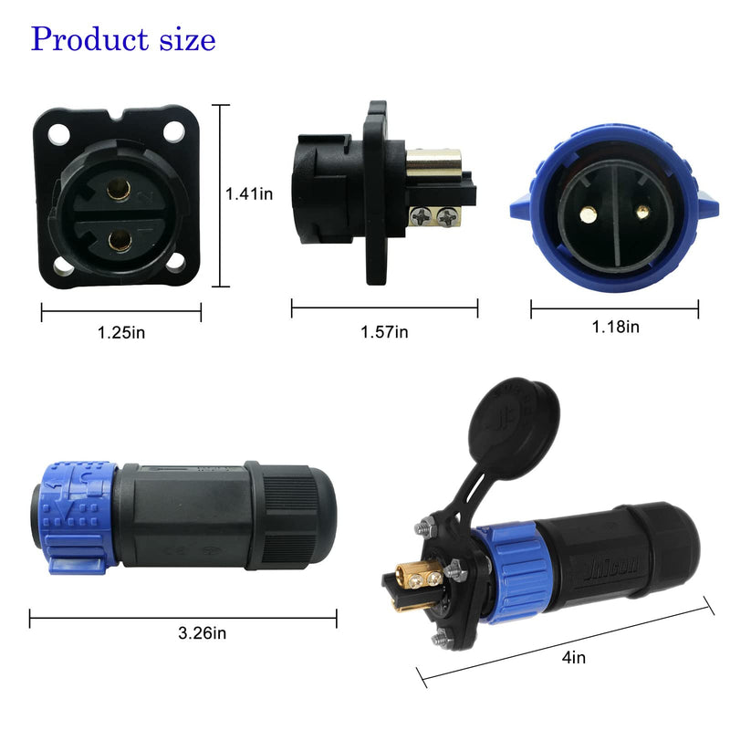 2 Pin 50Amp Trolling Motor Plug Receptacle Set, 12/24/36/48 Volt Marine Boat Power Waterproof IP67 Connector Boat Plug for Motors, Compatible with 6/8 AWG Wire White 2 Pack Black, White 2 Pack