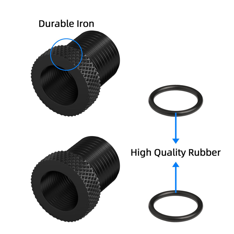 [Australia - AusPower] - 2 Pack Thread Protector 1/2-28 to 3/4-16 Thread Adapter Steel with Rubber Washer Black 1/2 x 28 convert to 3/4 x 16 