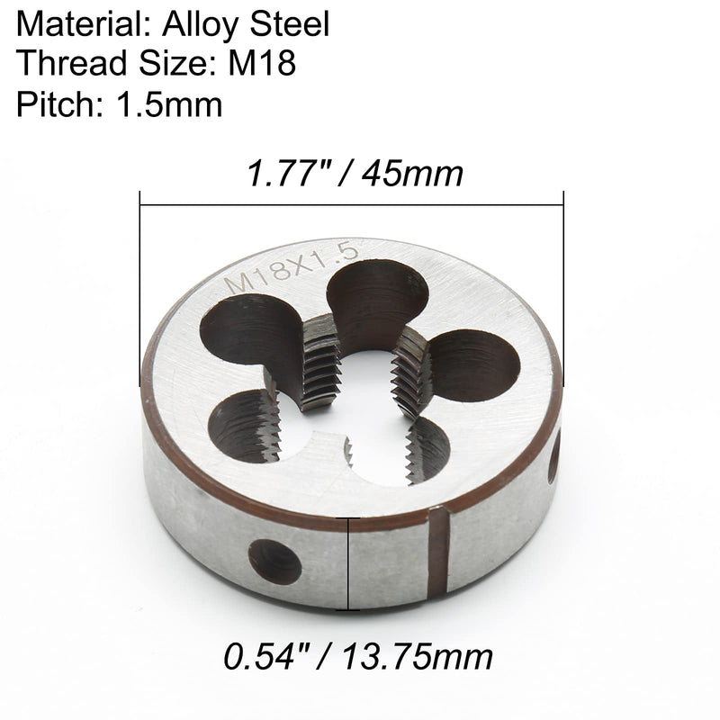 [Australia - AusPower] - M18 x 1.5 Metric Right Hand Thread Die for Threading, 18mm Thread & 1.5mm Pitch, Alloy Steel M18 x 1.5 