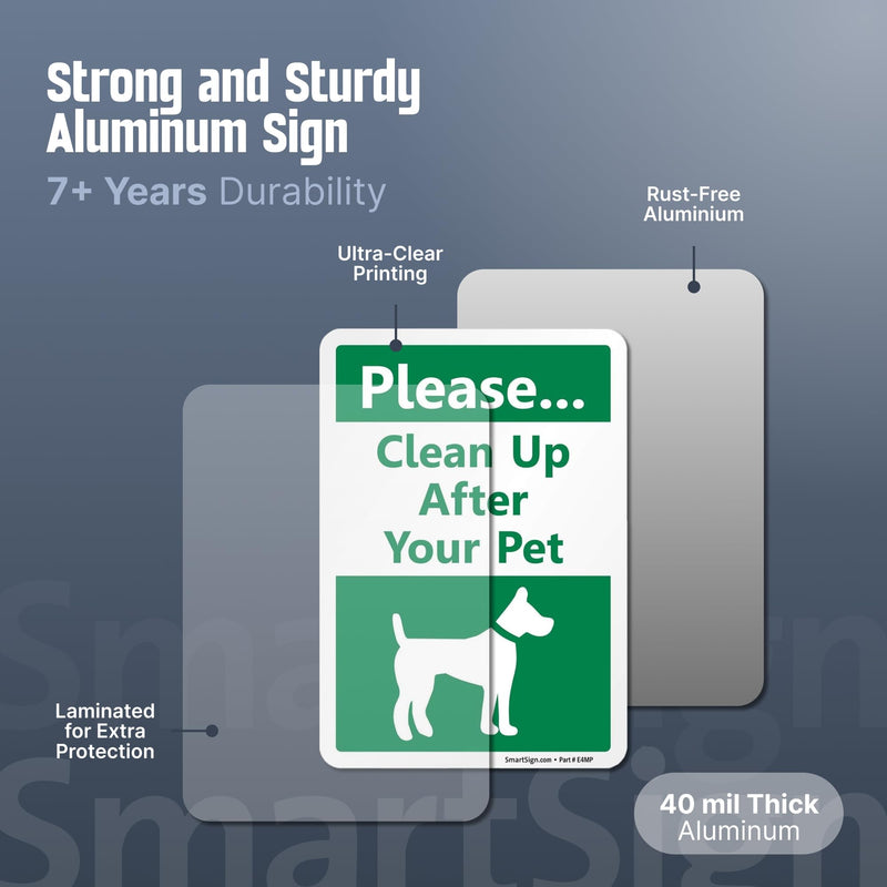 SmartSign10 x 7 inch Please Clean Up After Your Pet Yard Sign with DOG Graphic, 40 mil Laminated Rustproof Aluminum, 21.5 inch tall Sign and Stake Kit by SmartSign, 100+ Years of Sign Expertise Sign Kit