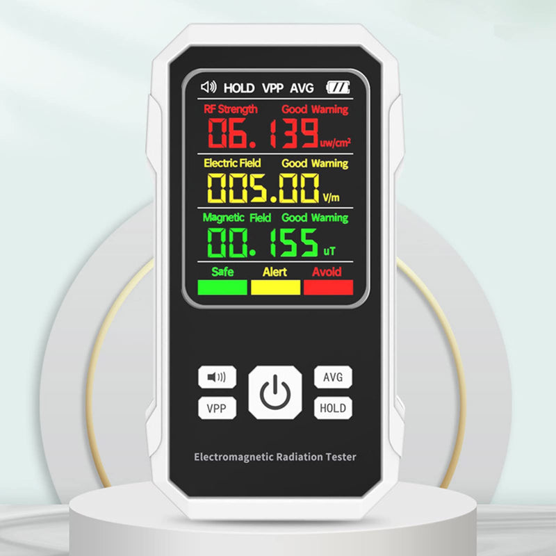 [Australia - AusPower] - EMF Meter, Handheld Digital LCD EMF Detector for Home EMF Inspections, Office, Outdoor and Ghost Hunting (White) 