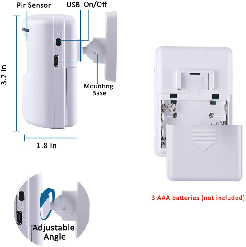 [Australia - AusPower] - Motion Sensor Alarm, Long Range Wireless Driveway Alarm, Indoor Home Security System Electric Doorbells, 4 Motion Detector and 2 Alarm, 38 Chime Tunes, LED Indicator 2 alarm + 4 detector 