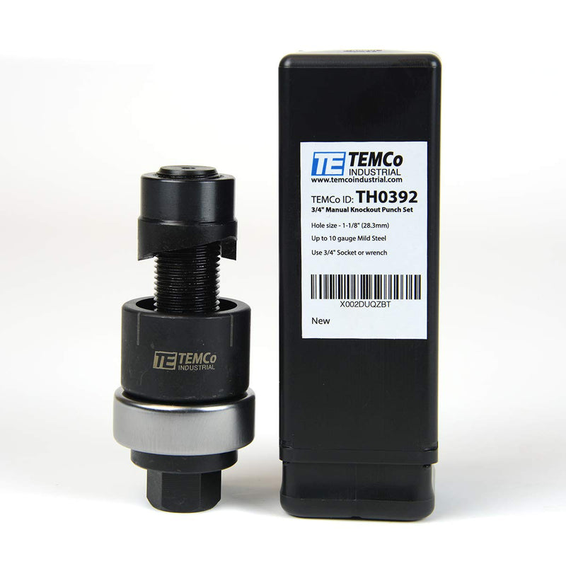 TEMCo TH0392-3/4 Conduit Hole Size Knockout Punch Unit with Manual Draw Stud – (1.11" – Actual Hole Size) (Conduit Hole Size) 3/4" Knockout Punch